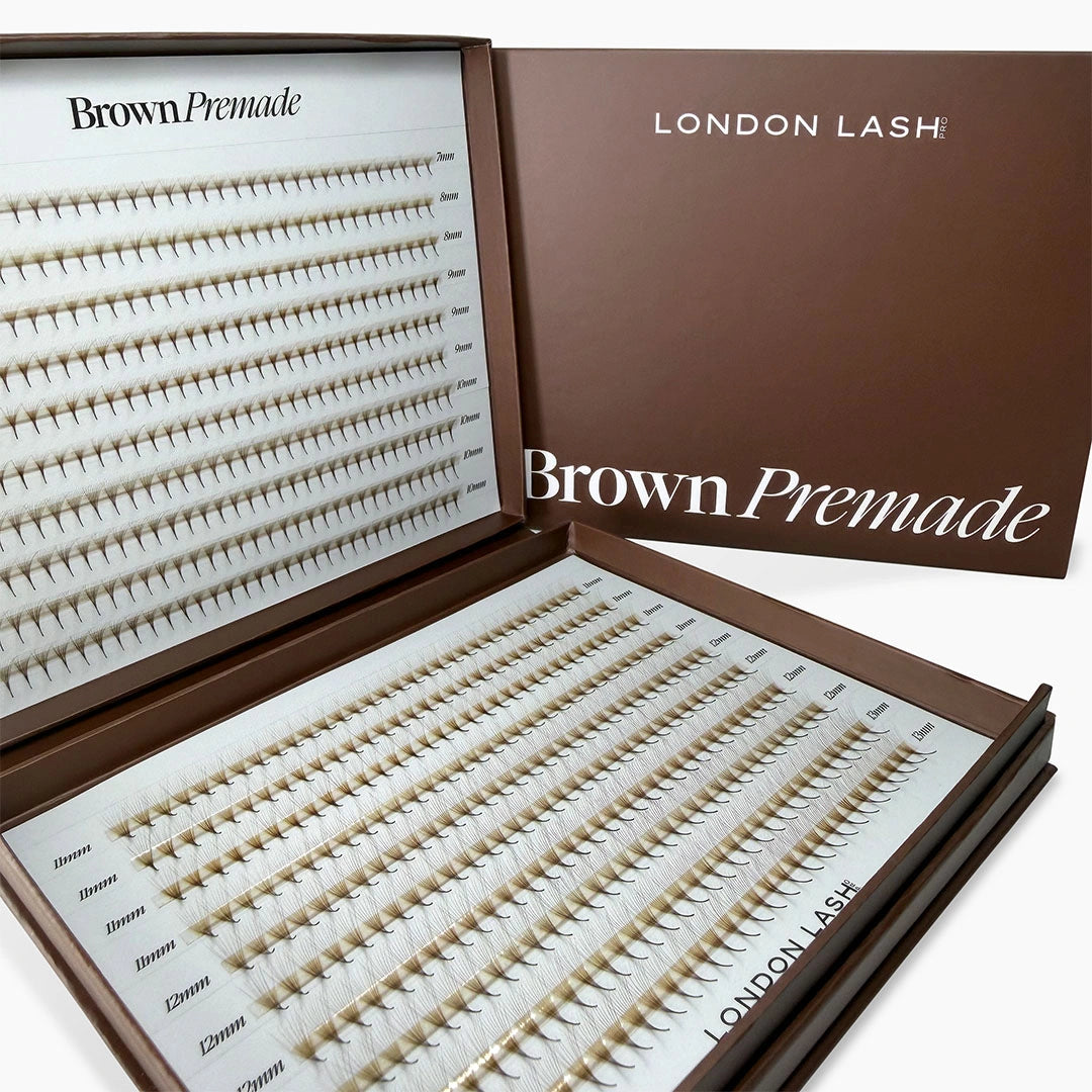 BROWN Narrow Premade/Promade Fans 3D 0.07 1000 fans - Mixed Lengths
